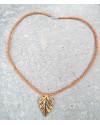 Alphabey's Orange Wooden Beaded Buffalo Bone Pendent Necklace For Women Alphabey's Orange Wooden Beaded Buffalo Bone Pendent Necklace For Women